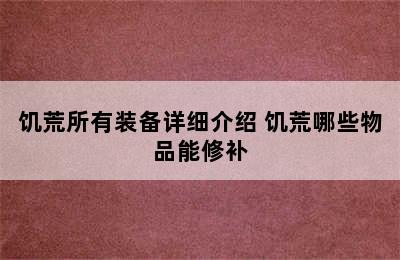 饥荒所有装备详细介绍 饥荒哪些物品能修补